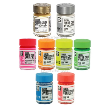 

SAKURA Poster Color 15ml (Fluorescent, Gold, & Silver) - SAS