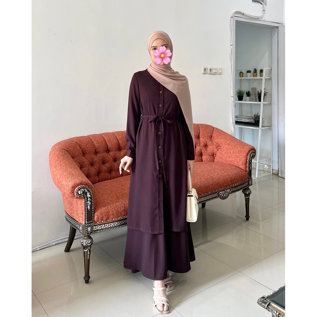 Elmiza - Arumi Set 2in1 Tunik Rok Bahan Premium Wollycrepe One Set Muslim Wanita Terbaru Simpel Nyam