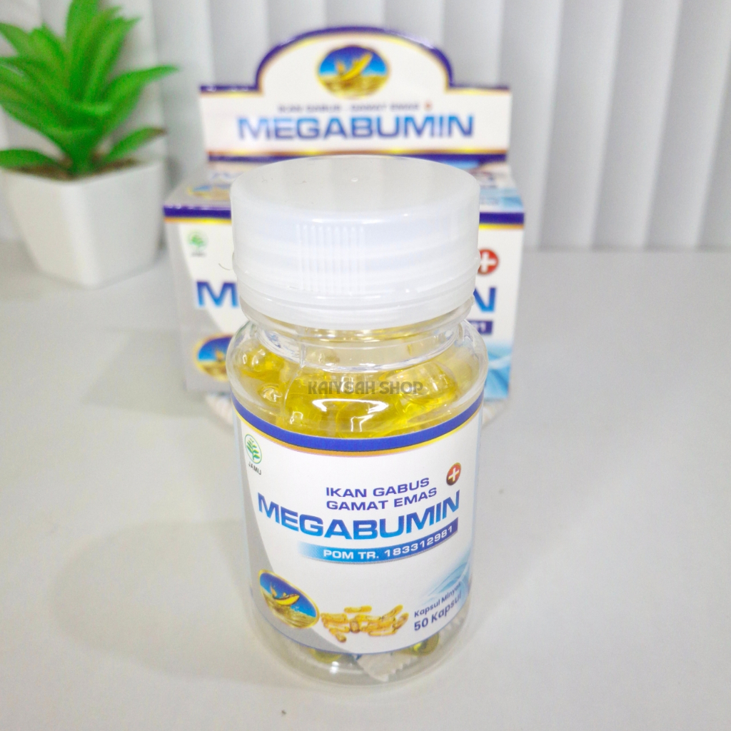 Megabumin isi 50 Kapsul Albumin Ekstrak Minyak Ikan Gabus dan Gamat Emas, Ori BPOM