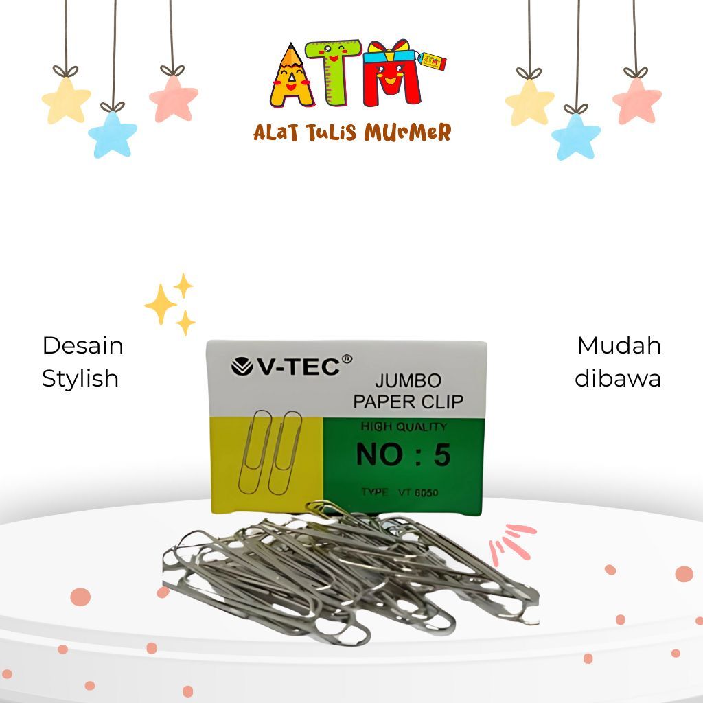 

Paper Clip/Klip Kertas Jumbo/Vtec Jumbo Paper Clip VT-6050 No 5