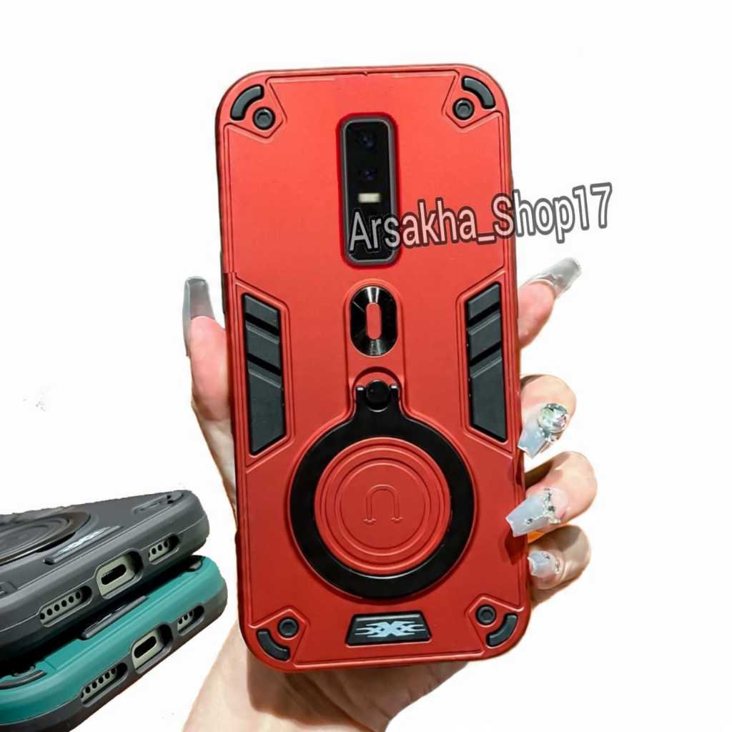 Casing HP Untuk VIVO V17 PRO Hard Case Pro Camera Carbon Fibre 360 Degree Rotasi Ring