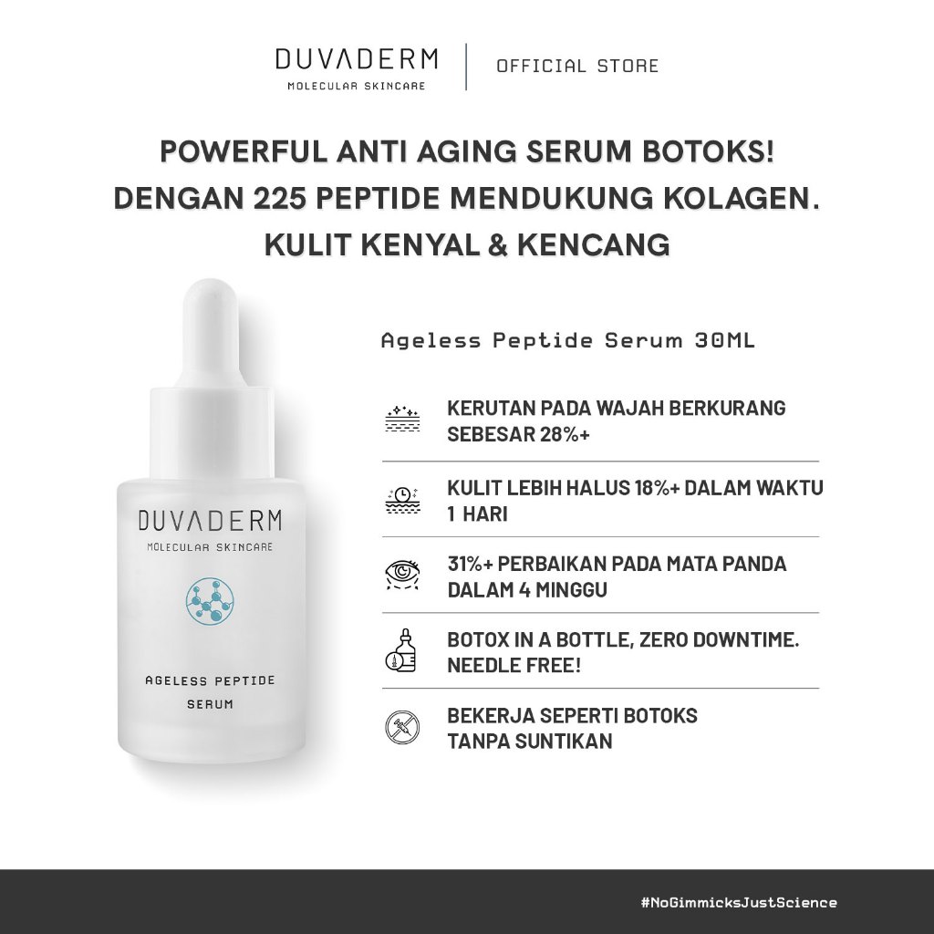 Duvaderm Ageless Peptide Serum 30ml - Serum Botox Needle Free Peptide Serum hasil seperti Botox Seru