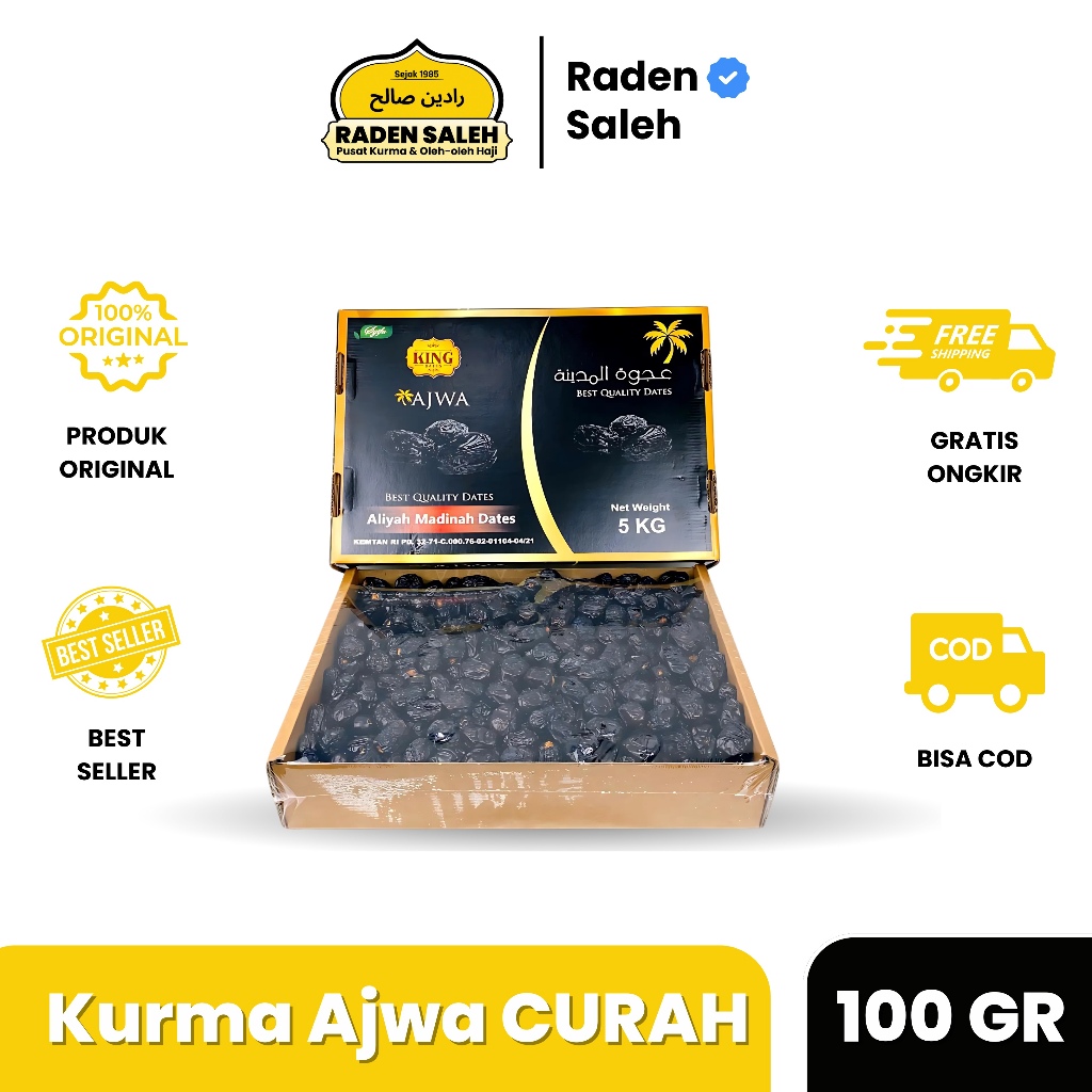 

Kurma Ajwa Curah 100gr Premium Kurma Nabi | Oleh-Oleh Haji Umroh