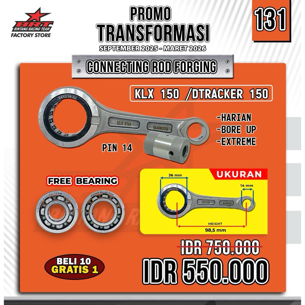 STANG PISTON BRT KLX 150 ORIGINAL BRT