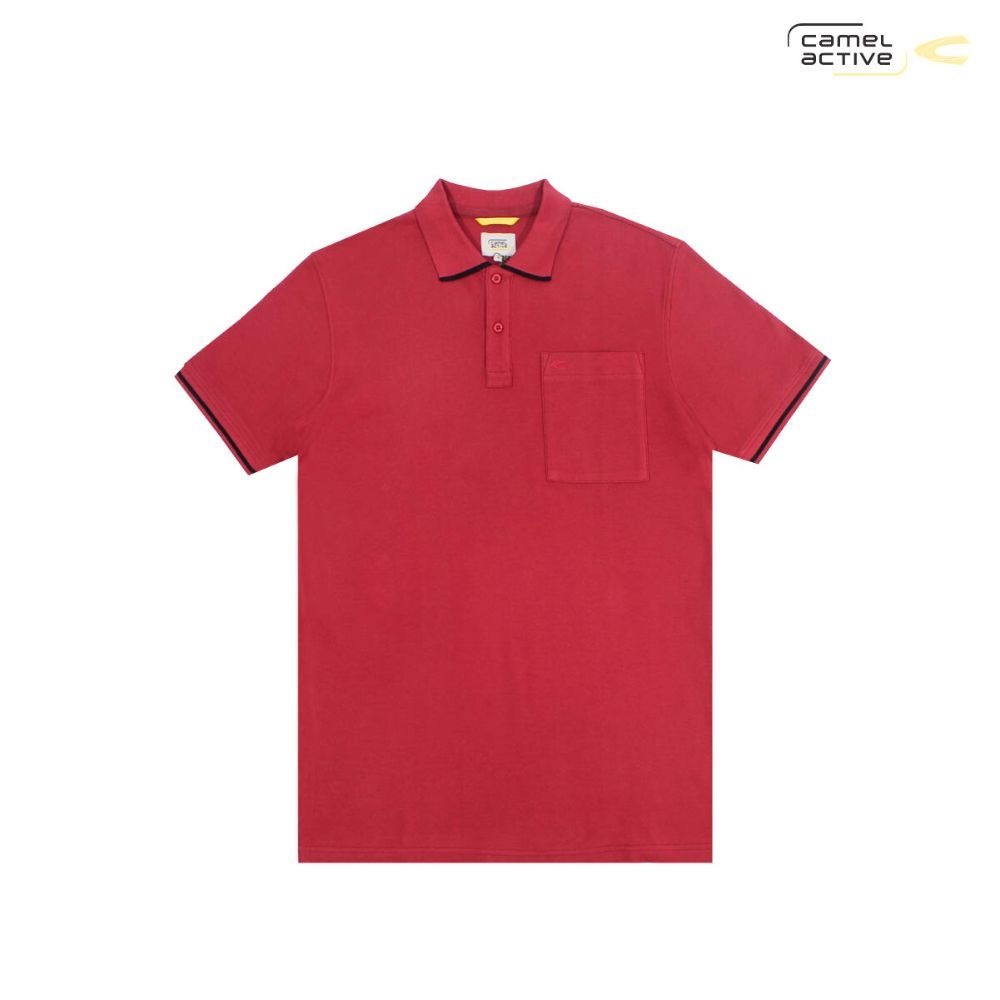 camel active Men's Polo Shirt with collar list - Cotton