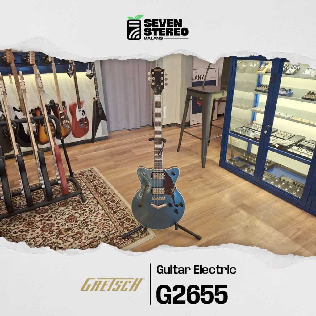 Gretsch G2655 Streamliner Centre Block Jr Double-Cut Guitar w/V-Stoptail, Gun Metal Gitar Elektrik