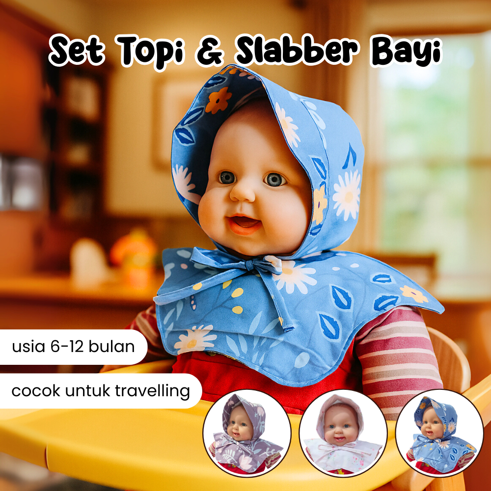 SET Topi Slabber Bayi Celemek Topi Bayi Perempuan Aksesoris Foto