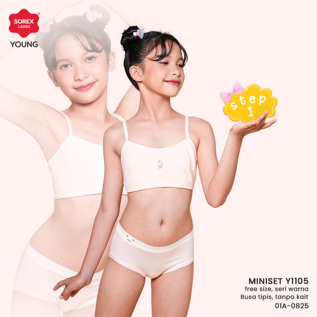 Sorex Young Miniset Anak Remaja Step 1 Freesize Tanpa Kawat Purple Birds BH Y 1105