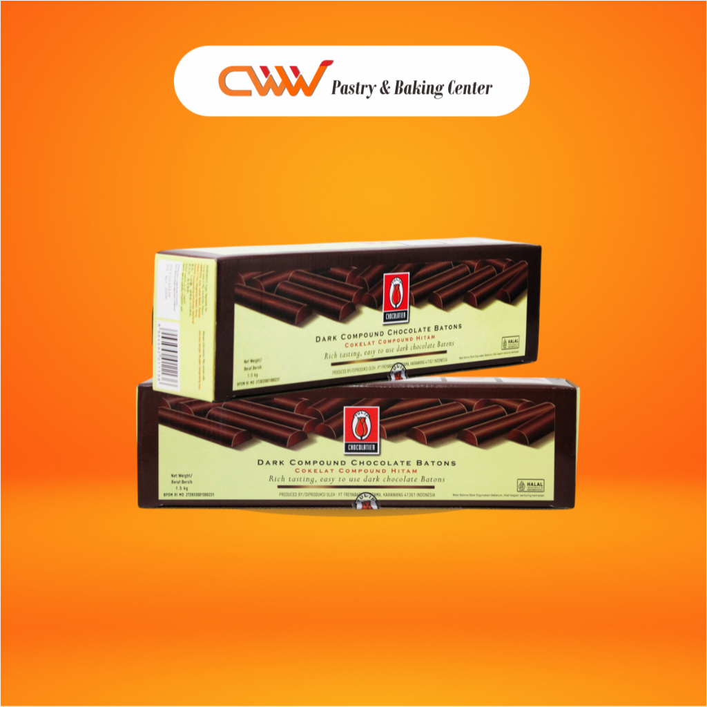 

Tulip Dark Compound Chocolate Batons Coklat Batang Stick 1,5kg Pastry Kue Cake Roti Cookies Brownies