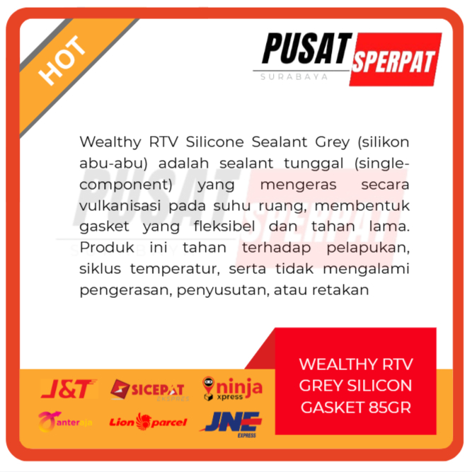 WEALTHY RTV SILICON GASKET SEALANT GREY HIGHT TEMP RESISTANCE 85 GR