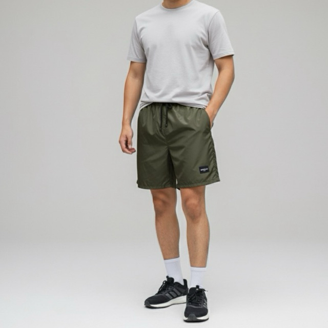 Celana pendek parasut lari pria wanita boardshort Army