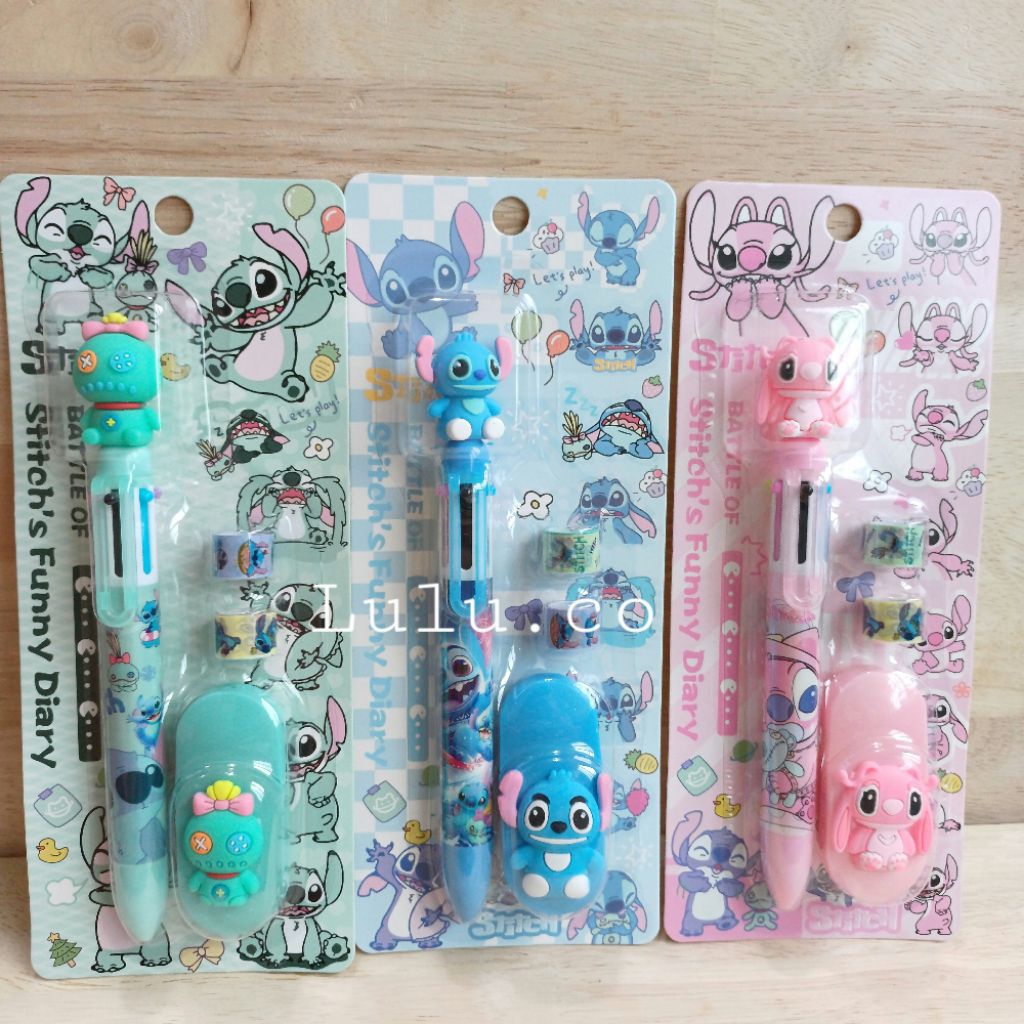 

Set pulpen 6 warna cortape 4in1 stitch 8363