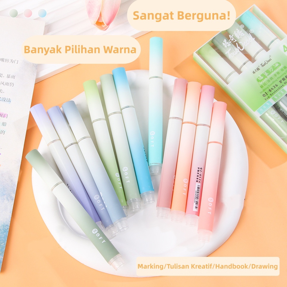 

1 Set 4 Highlighter & Stabilo Sketch Marker – Warna Gradasi Soft, Aesthetic, Multifungsi untuk Art & Painting
