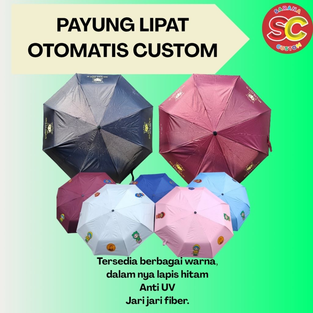 Payung Lipat Otomatis Custom/Payung lipat souvenir/payung lipat otomatis