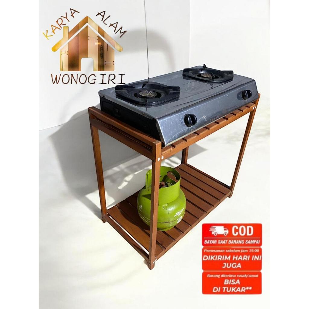 Rak Kompor 2 Susun 2 Tungku Dapur Dapat Disesuaikan Bunga Dinding Kayu Mahoni Pilihan Kokoh & Awet M