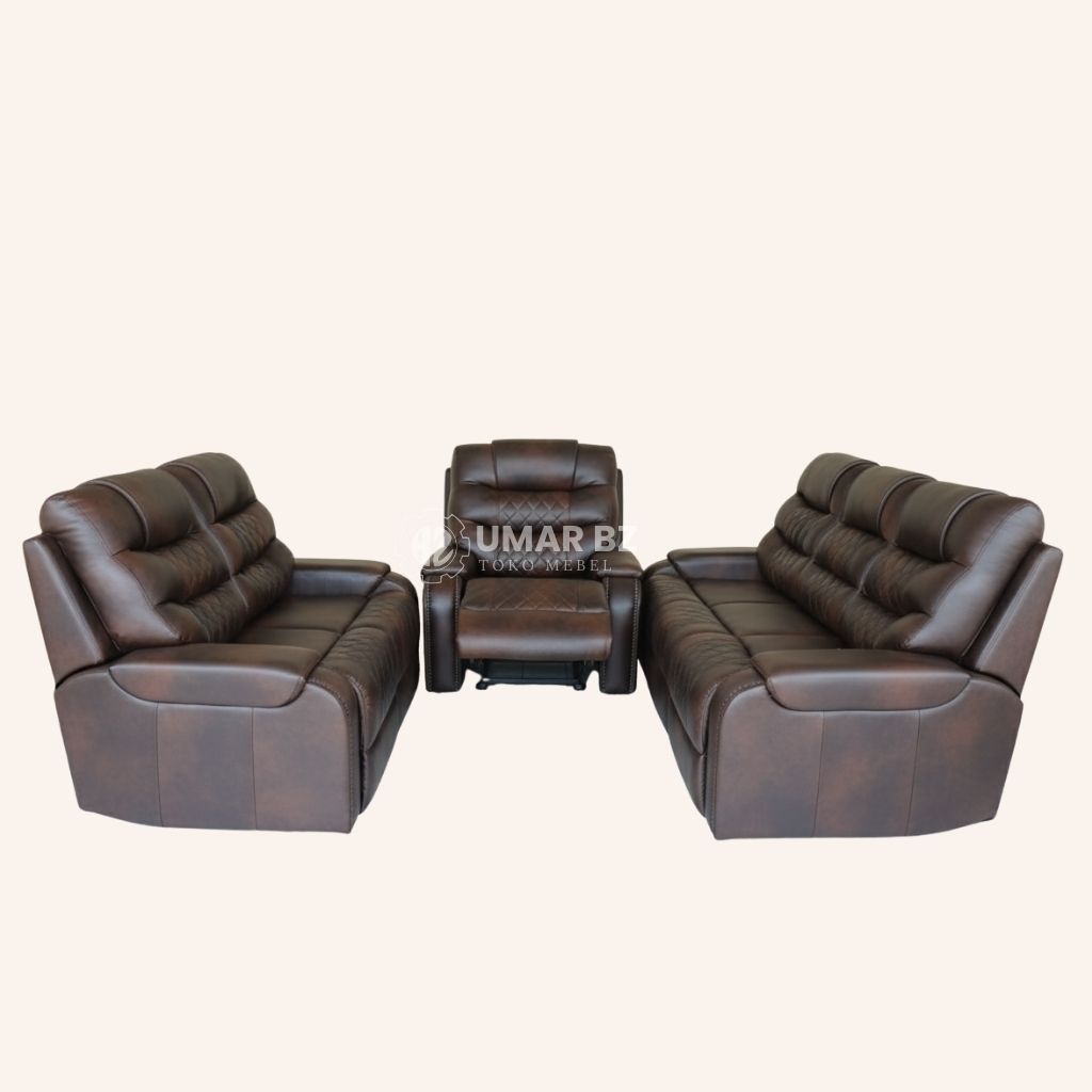 Sofa Kulit Recliner Set 3-2-1