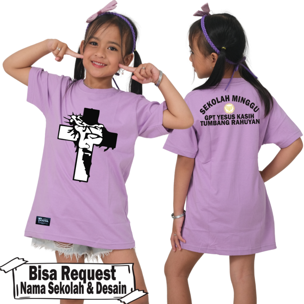 Baju Natal Anak Perempuan Kaos Laki Laki Yesus Merry Christamas Custom Sekolah Minggu 1 - 12 Tahun