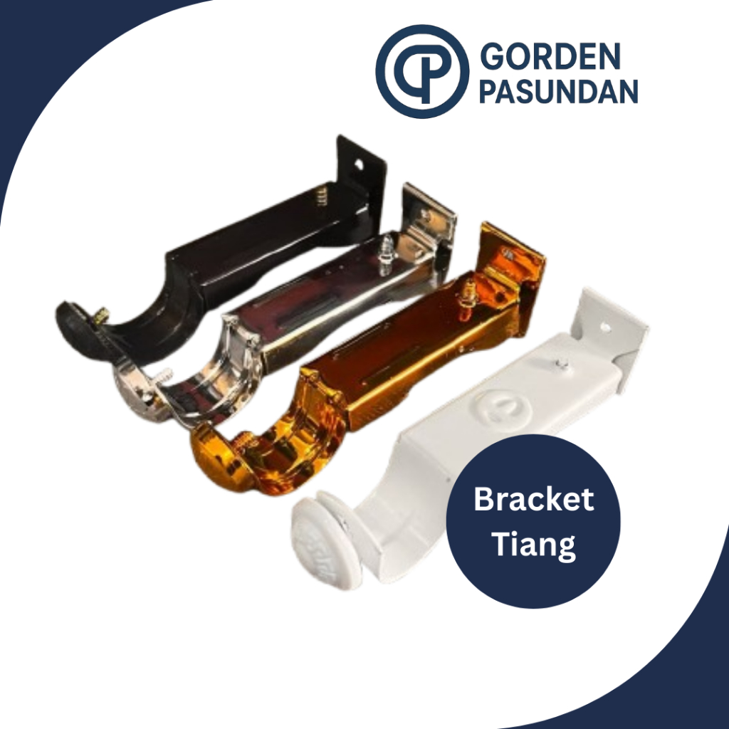 Bracket Rel Gorden Kaki Dudukan Penyangga Tiang Besi Gorden Bahan Besi Tebal Gold Silver Putih Hitam