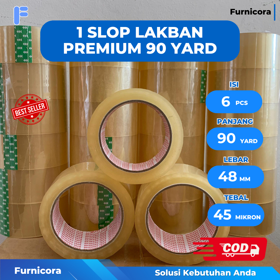 

Isi 6 PCS Lakban 90 Yard Premium Lakban Serbaguna Murah Berkualitas Daya Rekat Kuat 90 Yard 48mm 45 Micron