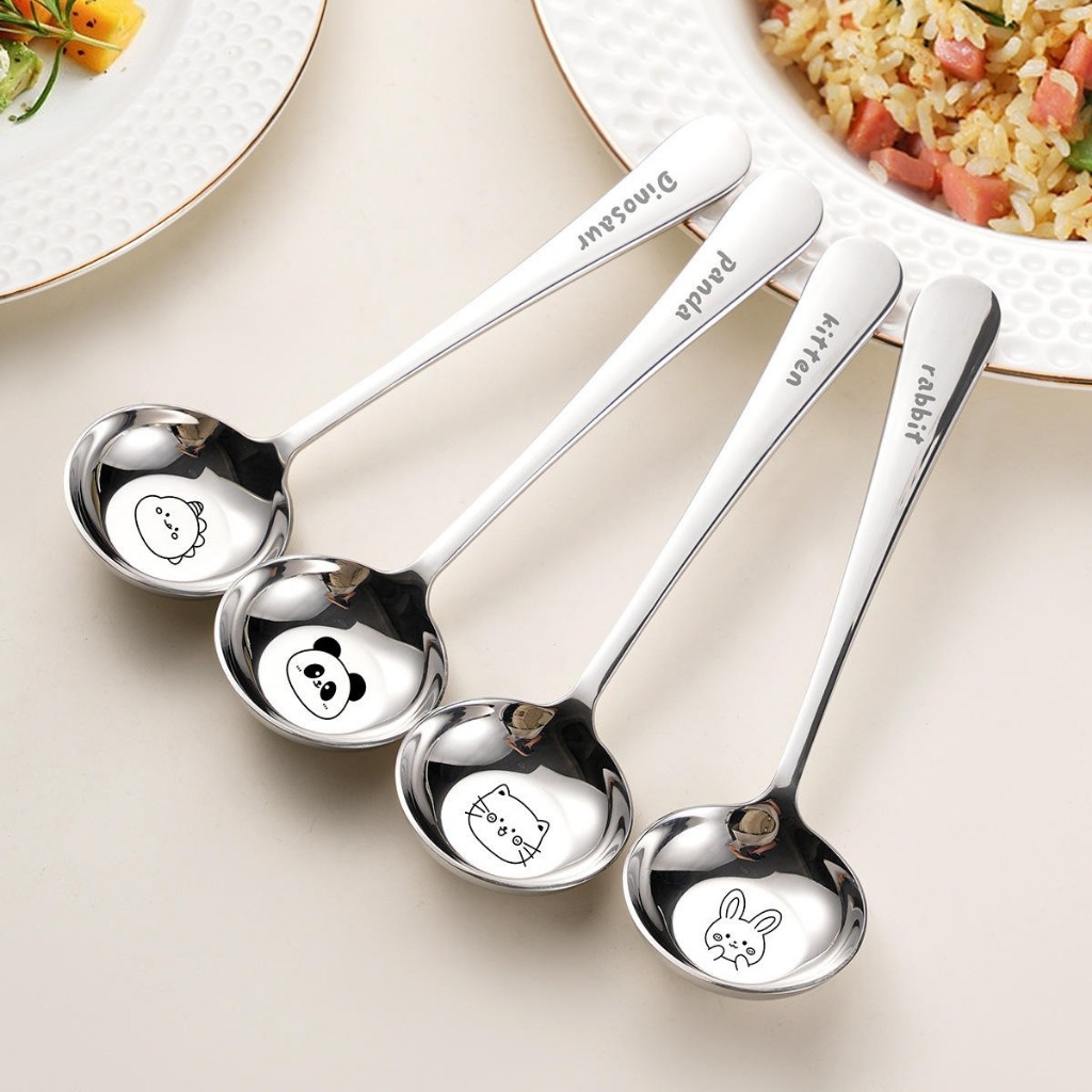 Sendok Makan Bulat Korea Stainless Steel Sendok Anak Stainless Steel 304 Karakter Lucu