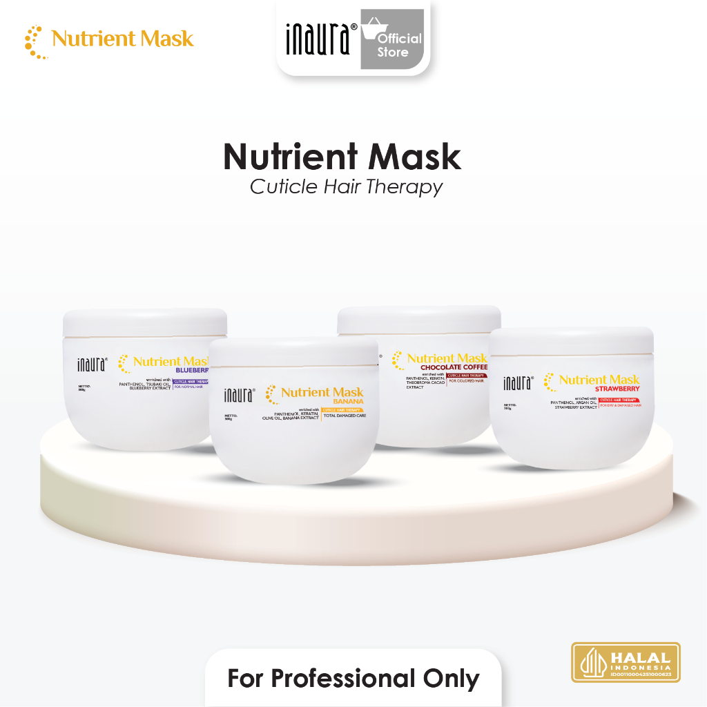 Inaura Nutrient Mask Cuticle hair therapy Series (Blueberry, Strawberry, Chocolate, Banana) 500ml - masker rambut
