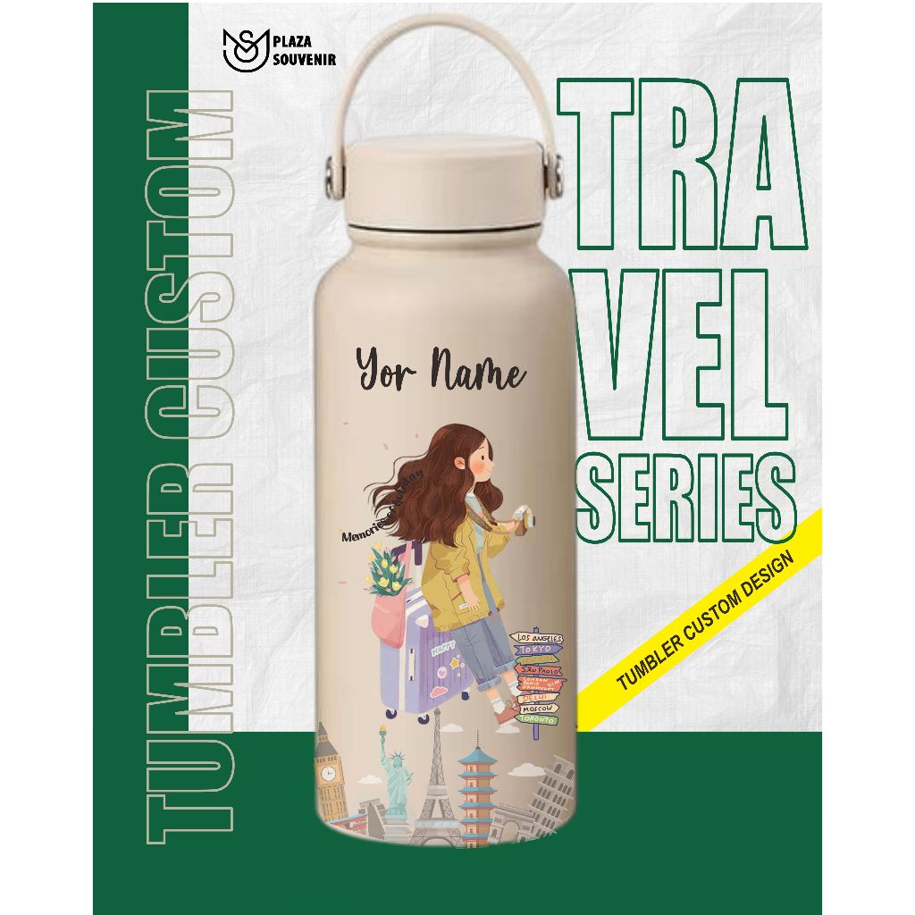 Tumbler Custom Nama Estetik Hijab Girl – Travel Series | Cocok untuk Hadiah & Souvenir