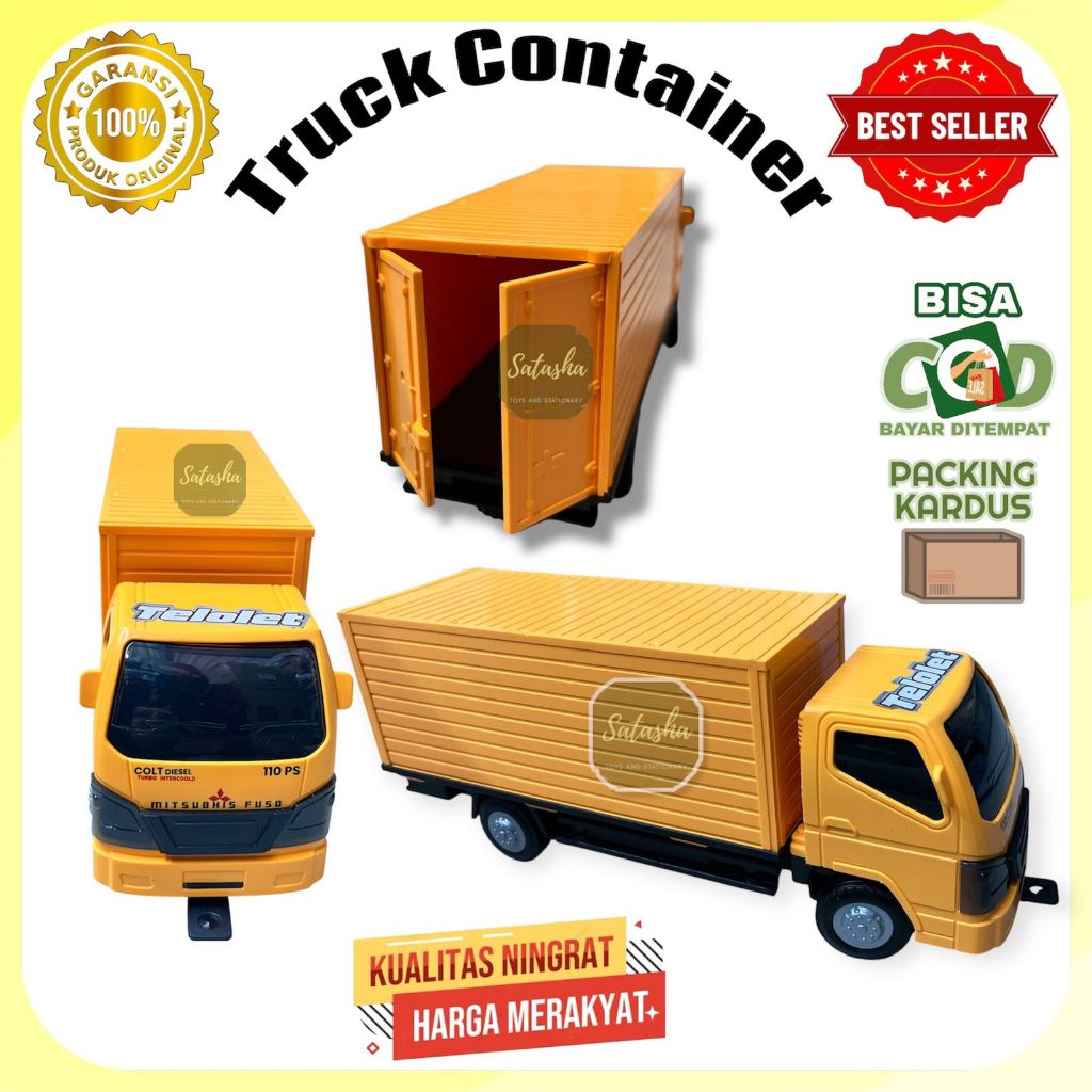 Mainan TRUK BOX BO Musik TELOLET Miniatur Truck Canter TRUCK CARGO EXPEDISI / Mainan Anak Mobil Truk