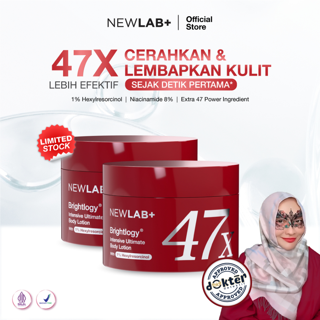 NEWLAB Paket 2 Jar Brightlogy Intensive Power Brightening Lotion 1% Hexyl | Body Lotion Pemutih Bada