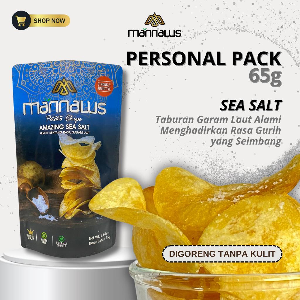 

Mannaws Potato Chips Snack Keripik Kentang - Amazing Sea Salt (Rasa Garam Laut) - Ukuran Personal Pack 65g