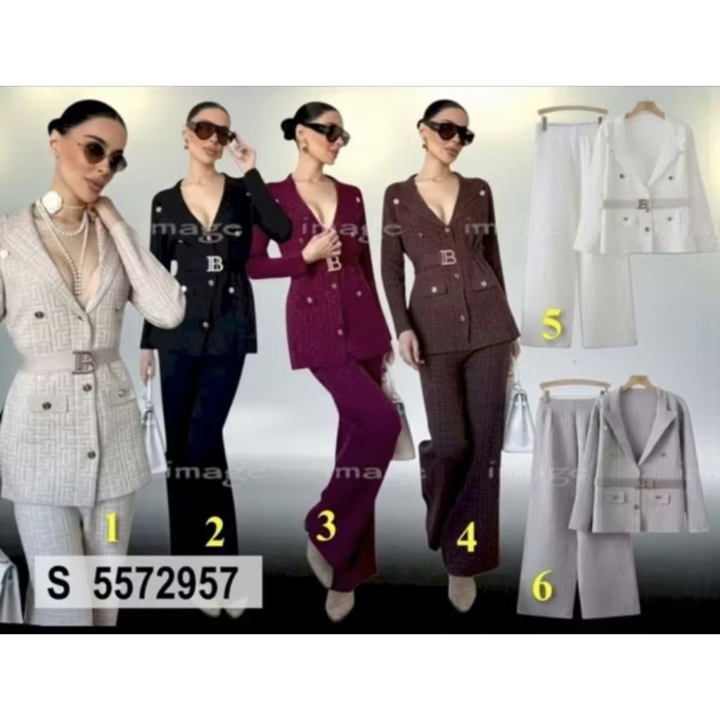 murah set celana rajut bal timbul tag label