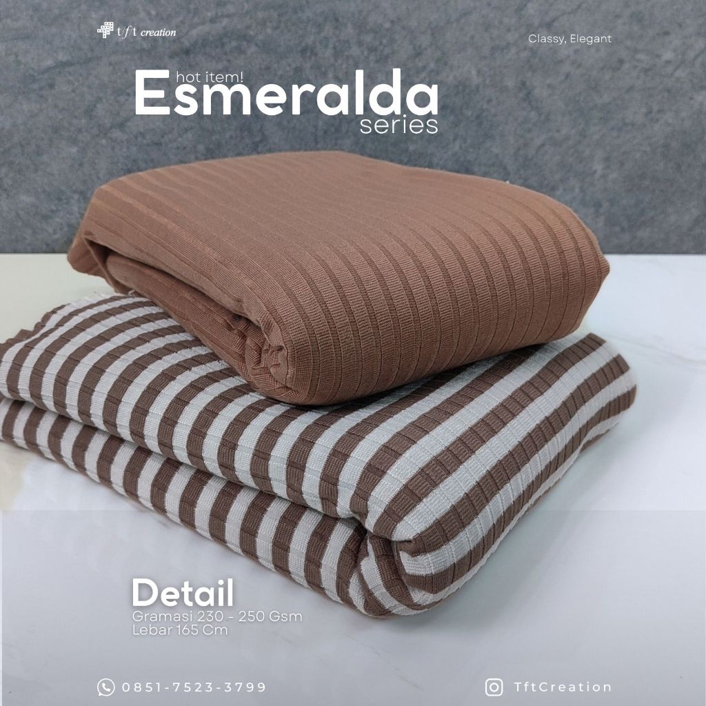 Bahan Kain Esmeralda knit Series | Bahan Knit Rajut Premium Polos & Salur | Lembut, Tebal, adem