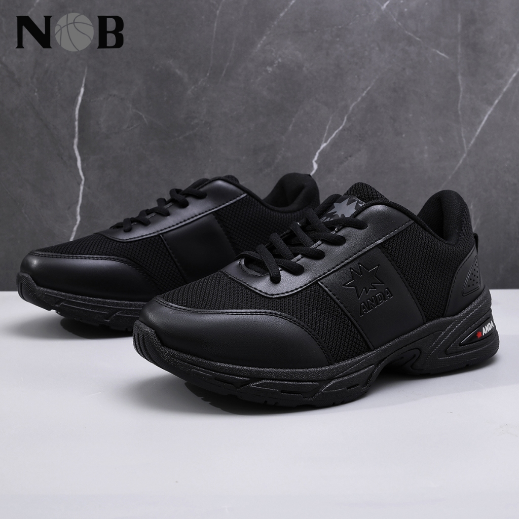 NOB | Sneakers Sepatu Hitam Aerostreet | Sepatu Running Pria | Sepatu Sekolah Anak Laki-Laki