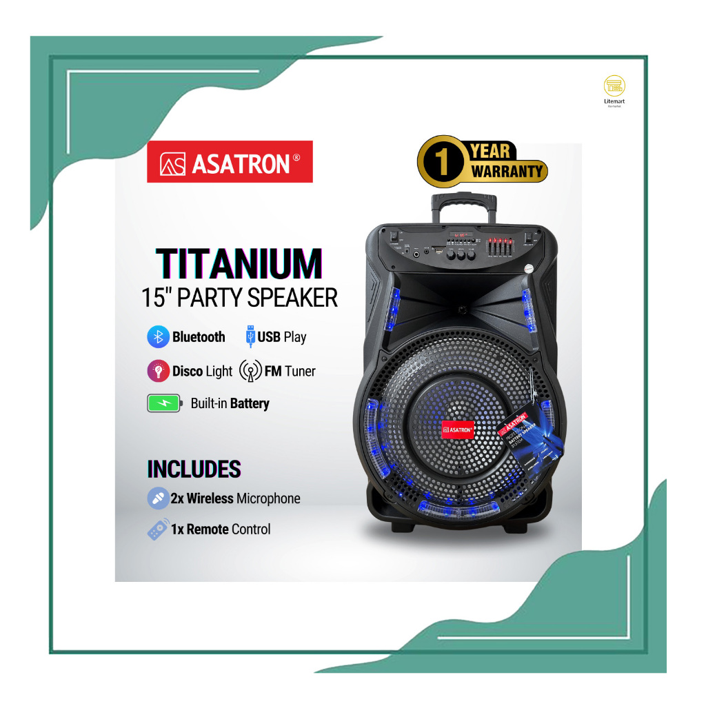 ASATRON SPEAKER PORTABLE 15'' TITANIUM