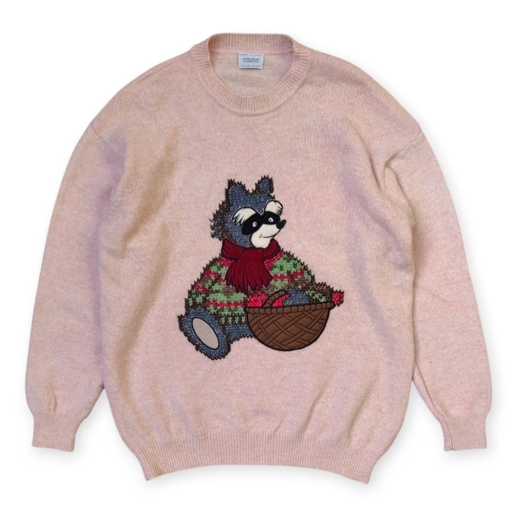 United Colors Of Benetton Racoon Embroidery Knit Sweater