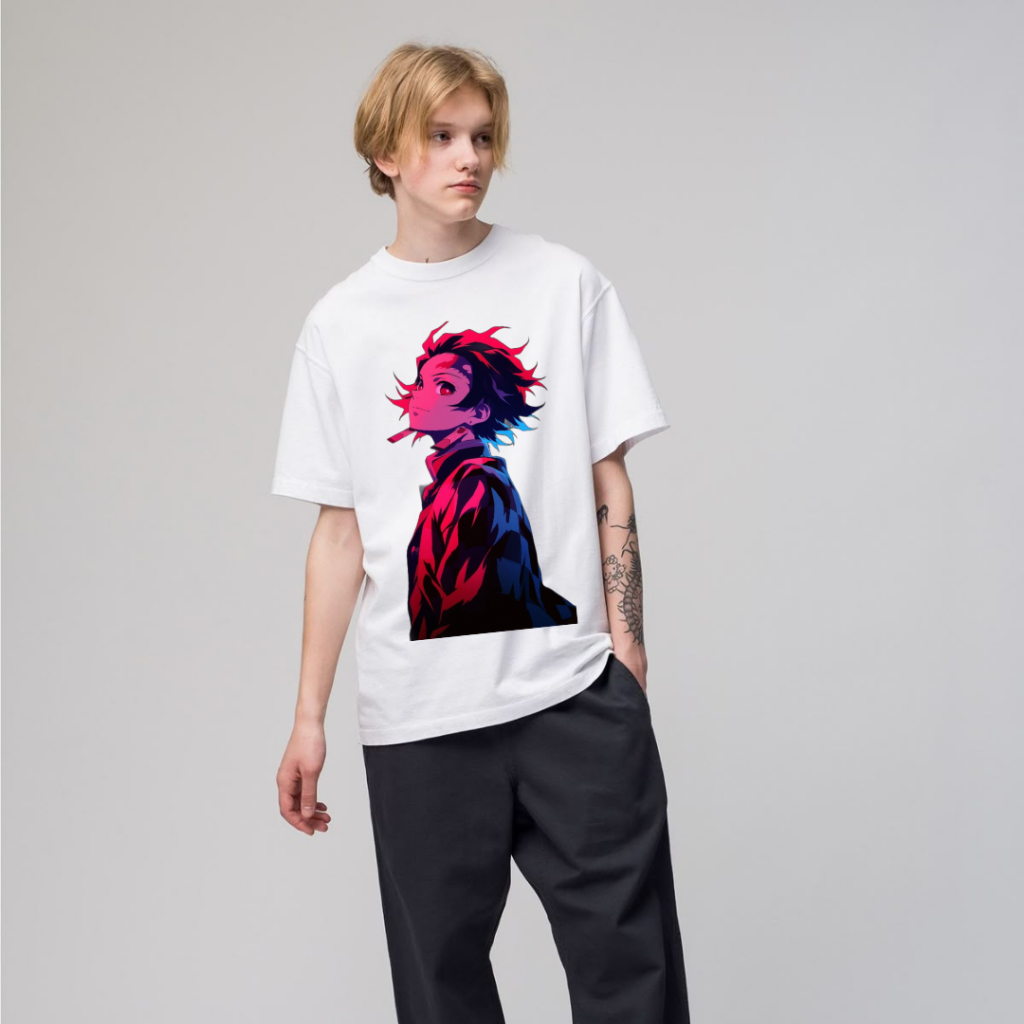 T-Shirt 3 Dimensi Unisex Berbagai Ukuran/Kaos Demon Slayer Bahan Semi Cotton Original/Kaos Pria Adem