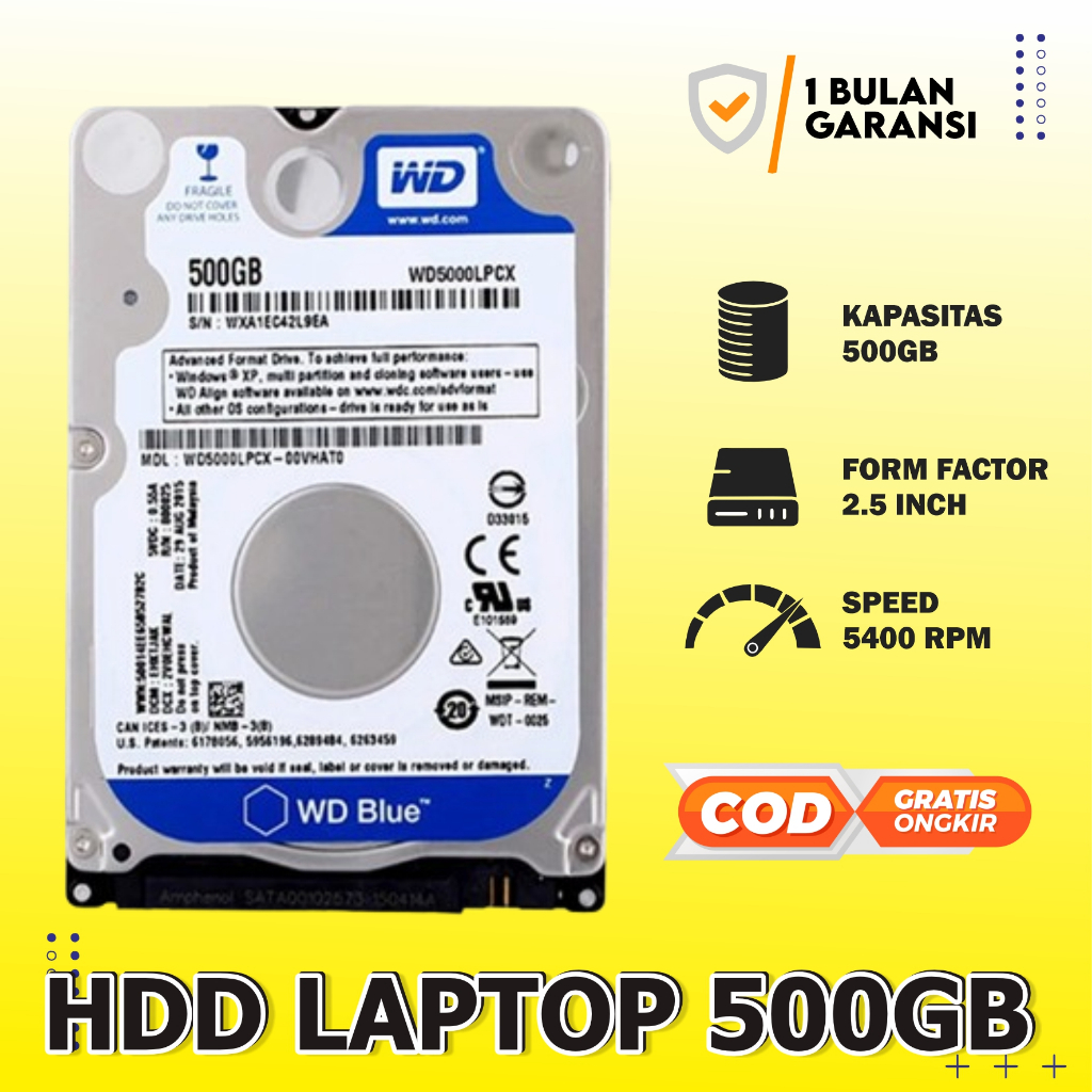 Hdd Hardisk Internal Laptop 500GB 3 Slim 2.5" Inch Sata