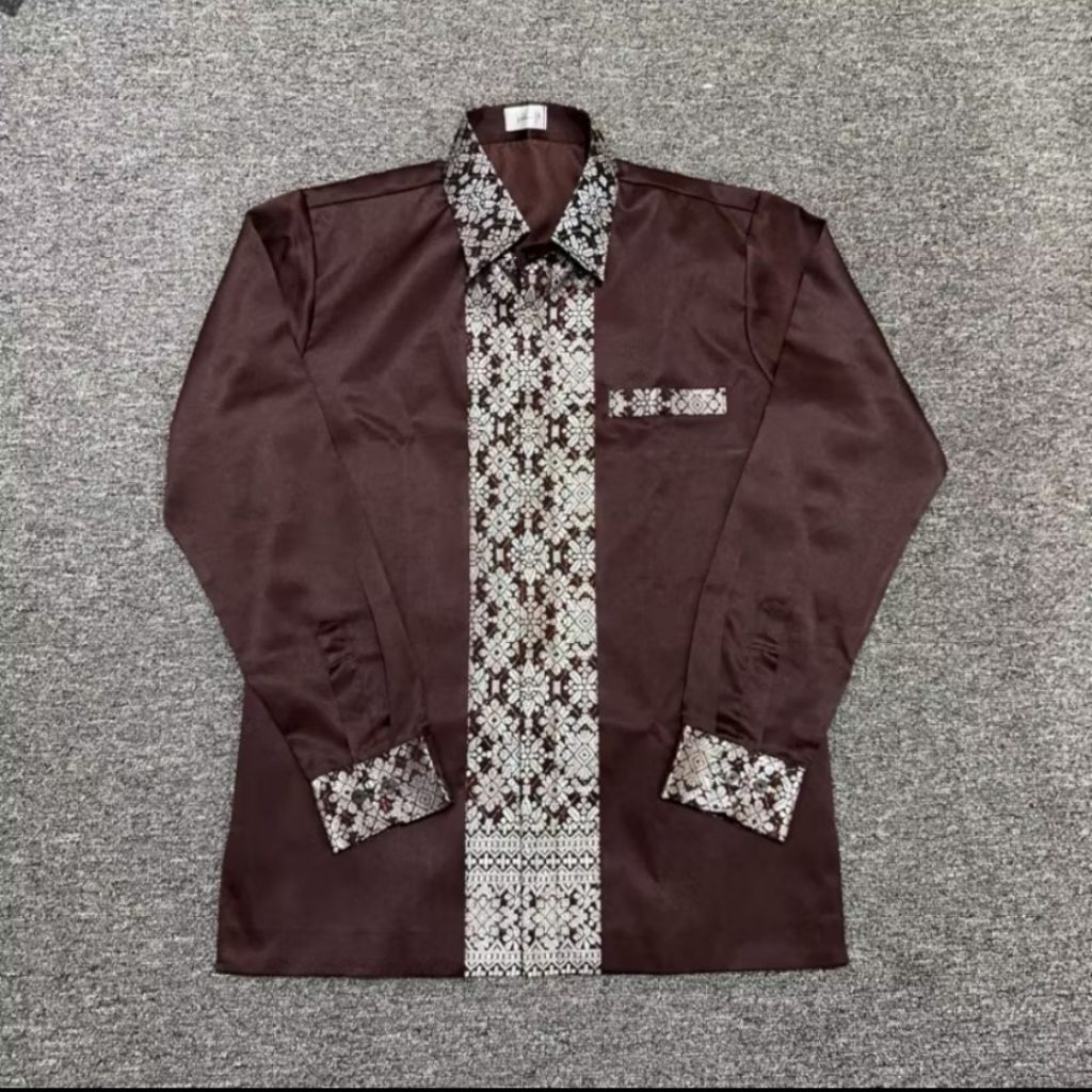 KEMEJA VARIASI SONGKET SATIN | Baju Kondangan Pria Modern | Kemeja Pria Formal Tradisional | Baju Pr