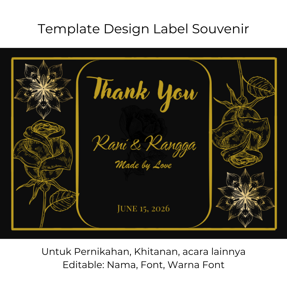 

Label Souvenir Pernikahan Custom – Desain Rose Black Mewah, Nama & Tanggal Bisa Edit