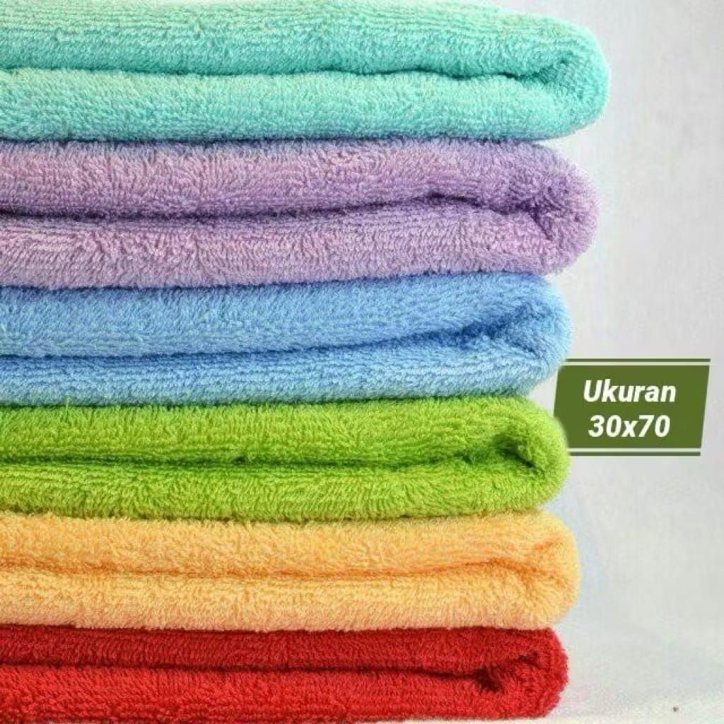 GROSIR 1 LUSIN (12pcs) Handuk Merah Putih Polos 30x70cm