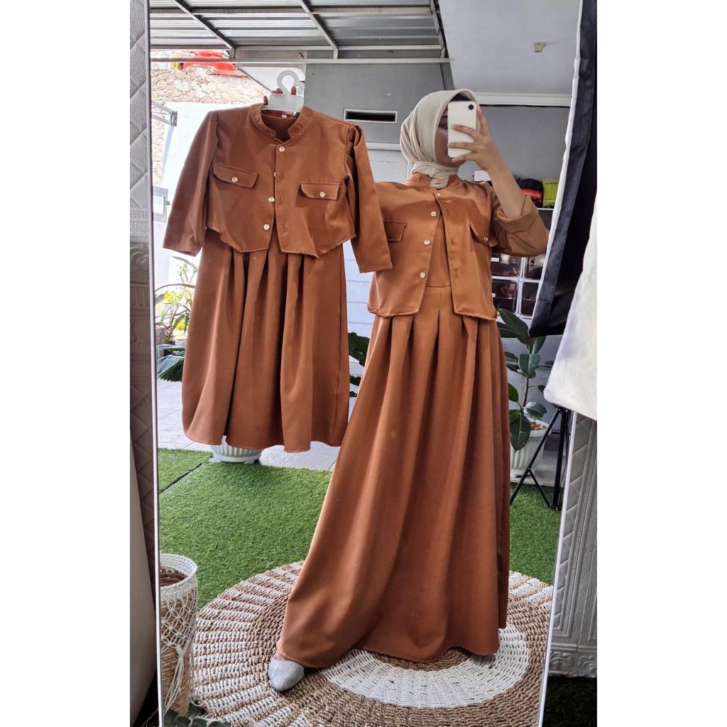 Gamis Dress Yumna Anak Dewasa Korean Style Premium Busui Friendly