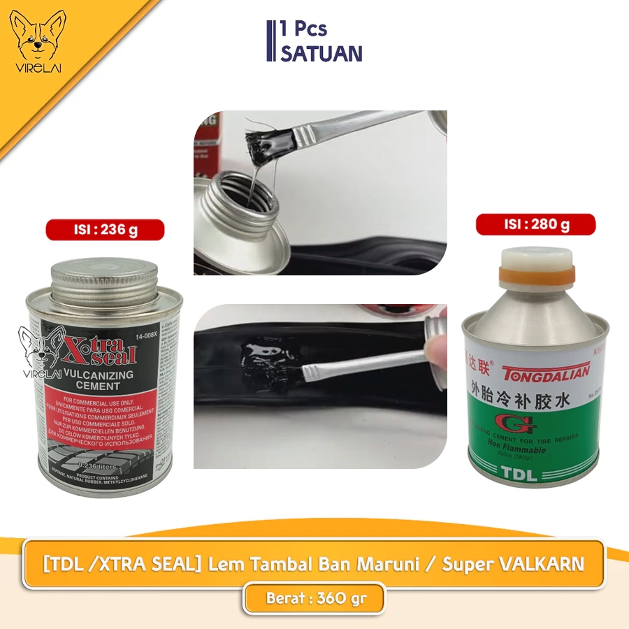Lem tambal ban vulkanisir untuk ban dalam dan luar, tipe TDL dan Xtra Seal