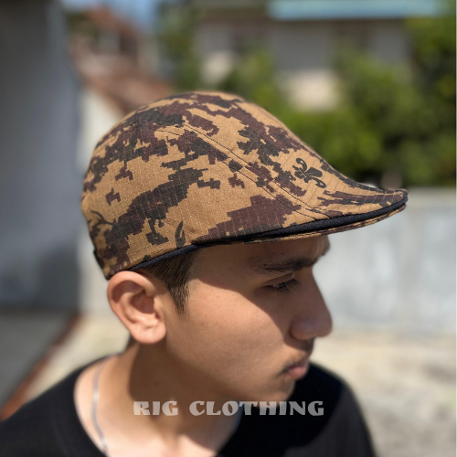Topi Kodok Motif Camo /Topi Vatino Seniman / Topi Pelukis / Topi Copet Laki UNISEX