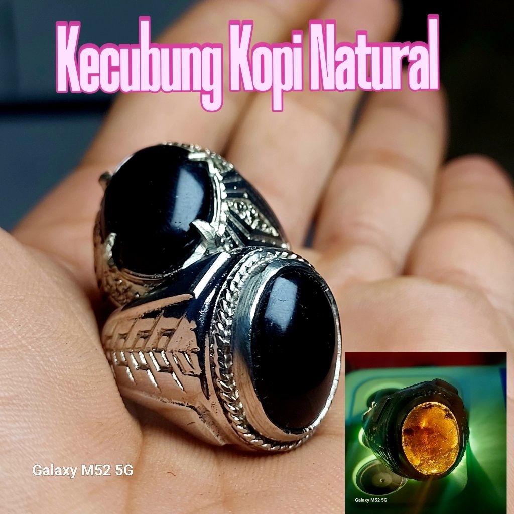 Cincin Batu Kecubung Kopi natural asli kalimantan ring alpaka super