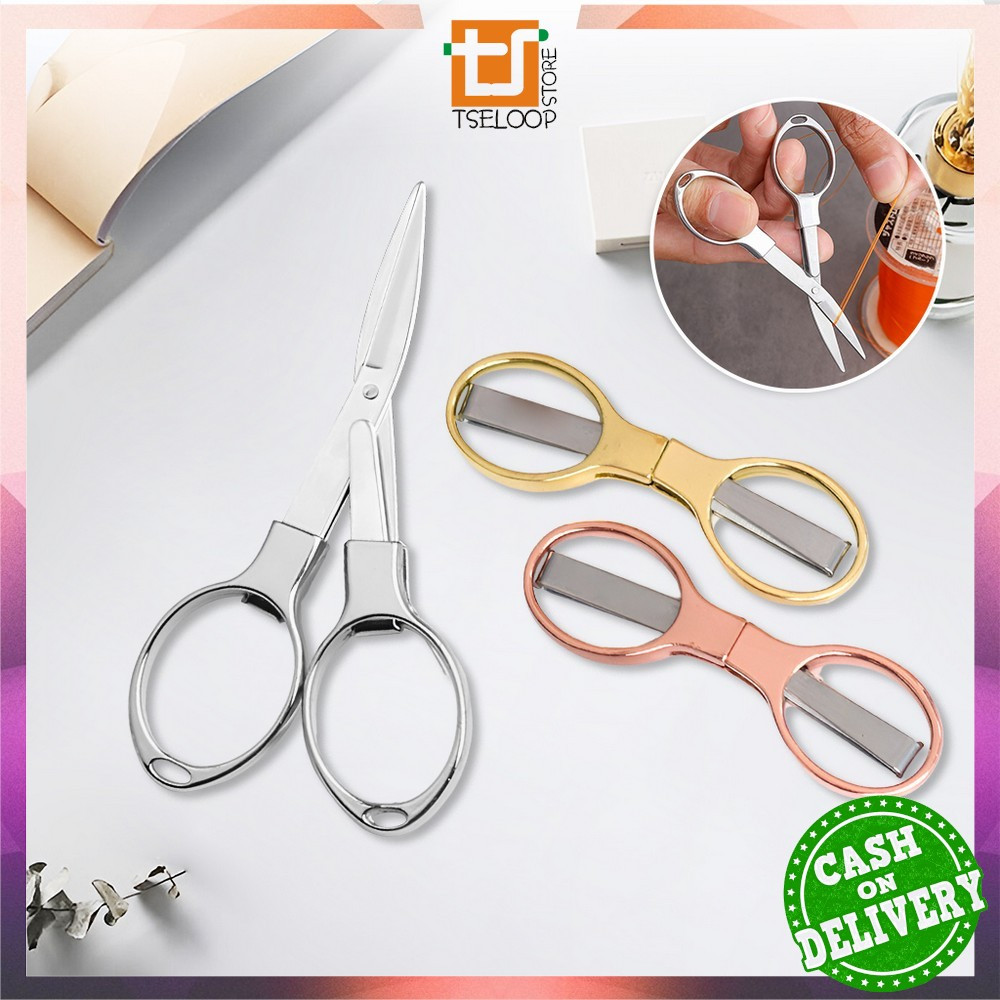 

EC OFM-C1199 Gunting Lipat Portable Bahan Stainless Steel / Gunting Lipat Mini Gunting Travel Scissors Serbaguna Model Kacamata