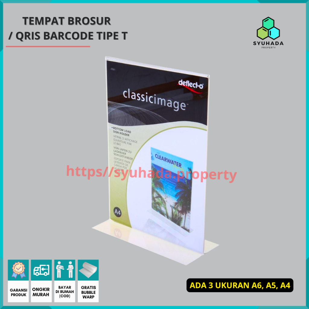 

Tempat Brosur Akrilik Ukuran A4. A5. A6 Tebal 2mm / Tent Holder akrilik / Acrylic Qris Barcode (T display)