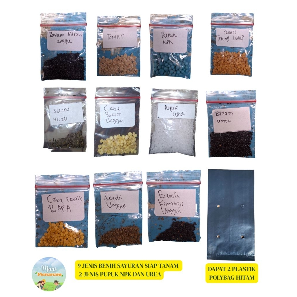 bibit sayuran unggul/paket bibit hemat sayuran/pupuk npk dan urea/bibit siap tanam/bibit tanaman rum
