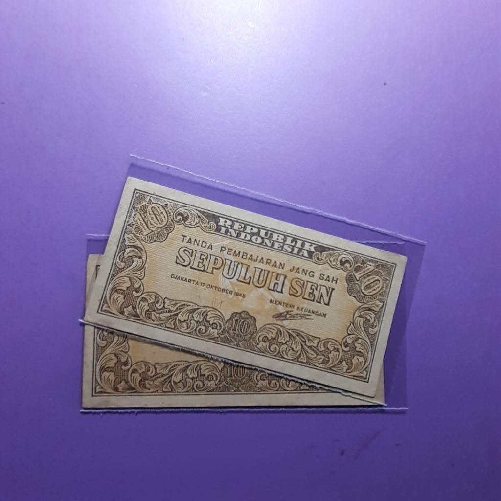 Uang 10 sen seri ori 1945