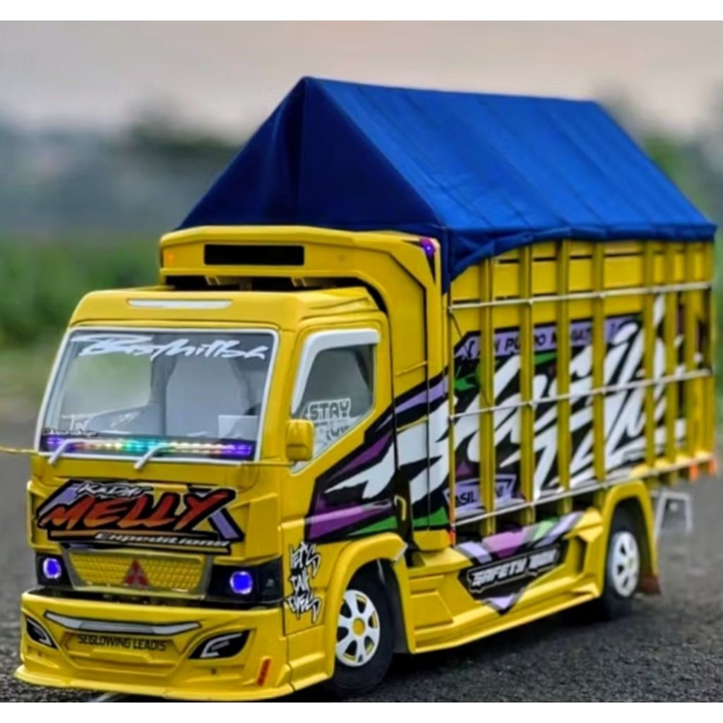 PROMO MURAH MINIATUR TRUK OLENG KAYU TRIPLEK BREWOG BREWOK  FULL LAMPU KELIP MURAH GROSIR MAINAN min