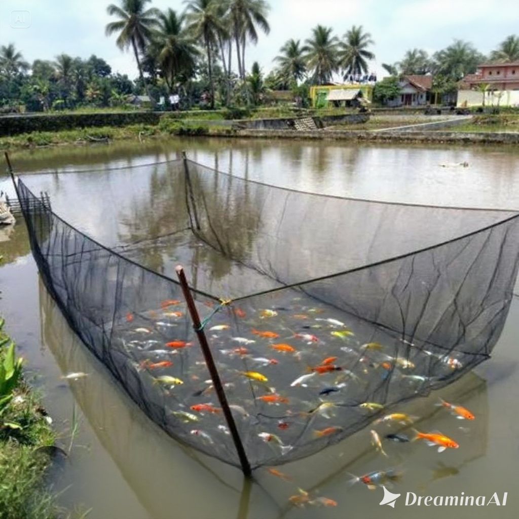 keramba ikan Hapa waring jaring ikan bentuk kotak berbagai ukuran siap pakai bahan RK super kualitas