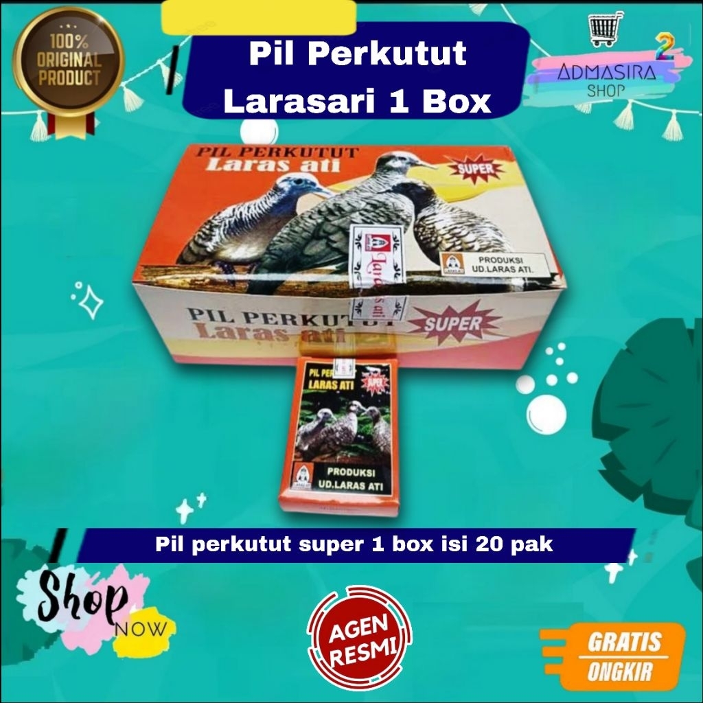 PIL Perkutut LARASATI 1 Kotak Box isi 20 Pil Jamu untuk Burung Perkutut Rajin Bungi Nyanyi Suara